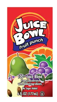 JUICE FRUIT PUNCH 100% BOX / 40/6 OZ / JUICEBWL 