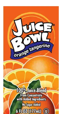 JUICE ORANGE TANGERINE 100% BOX / 40/6 OZ / JUICEBWL
