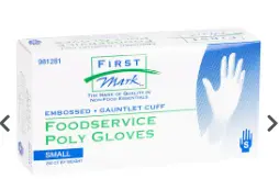GLOVE POLY SM GAUNTLET CUFF / 4/250 CT / FRST MRK 