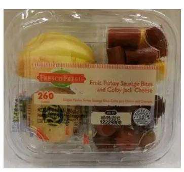 SNACK FRUIT TURKEY SAUSAGE AND COLBY JACK CHEESE 6/5.5 OZ DEL MONTE