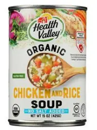 SOUP CHICKEN RICE NO SALT ADDED ORGANIC -HEALTH VALLEY 12/15 OZ