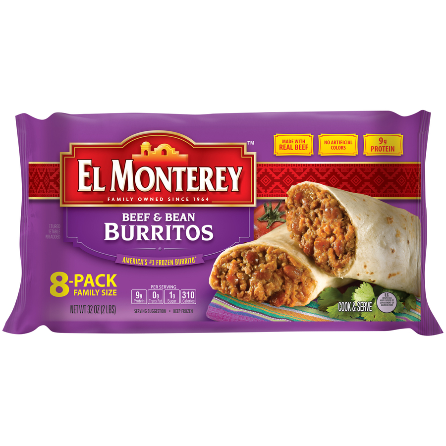 El Monterey Beef & Bean Burritos  8/8 CT