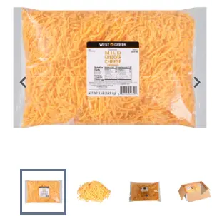 [598873] CHEESE CHED MILD SHRED REG / 1/5 LB / WEST CRK