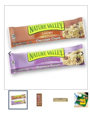 [28572] BAR GRANOLA CHWY VARIETY CHOCOLATE CHIP OATMEAL-RAISIN  120/0.89 OZ